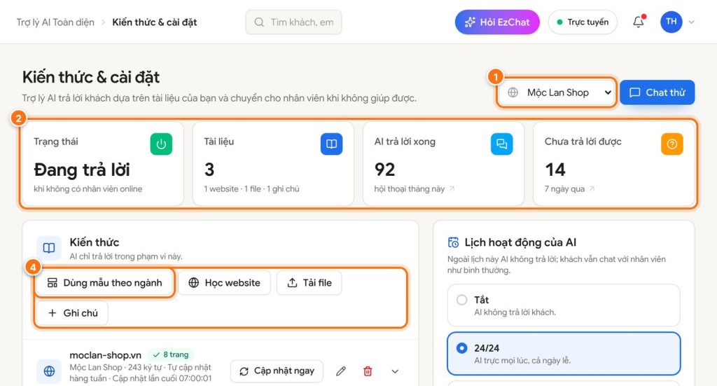 Dạy Trợ lý AI trả lời khách: kiến thức và cách nói chuyện
