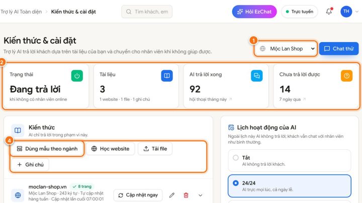 Dạy Trợ lý AI trả lời khách: kiến thức và cách nói chuyện