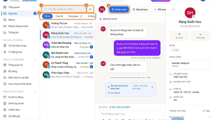 Hướng dẫn dùng Hộp thư: trả lời khách từ mọi kênh ở một nơi