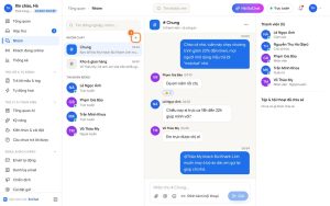 Chat nội bộ với đồng nghiệp trong mục Nhóm