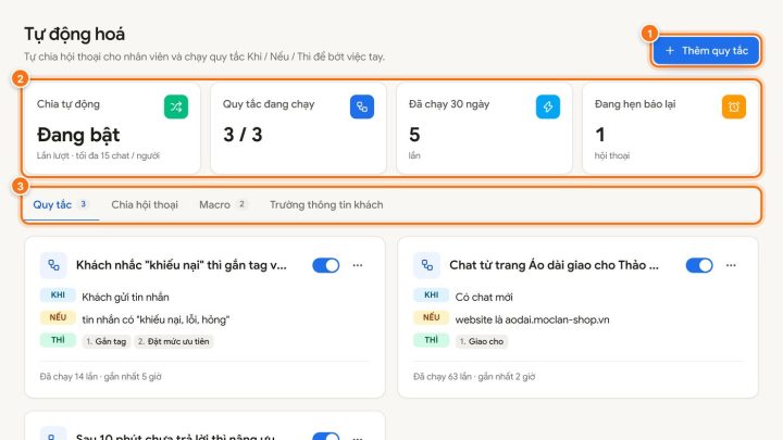 Tự động chia chat và tạo quy tắc tự động hoá
